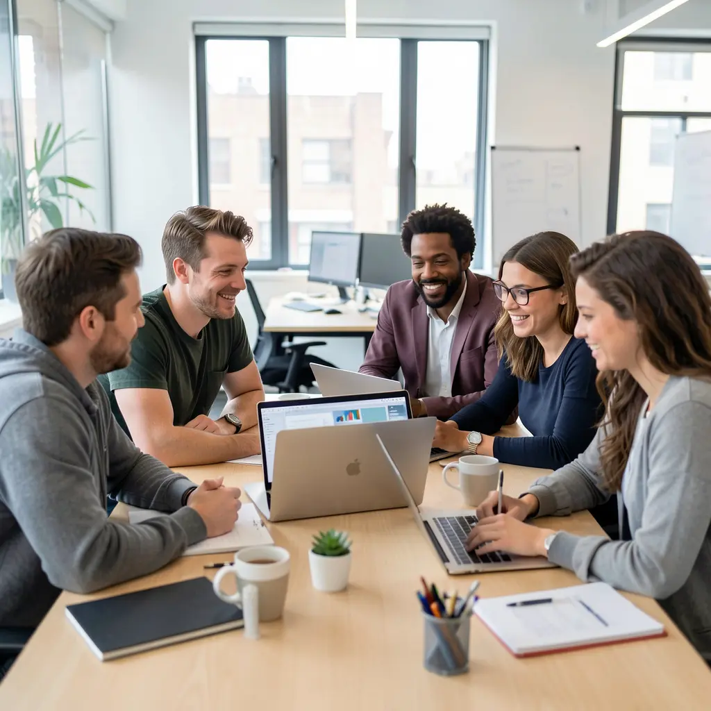 Our team collaborating in a modern digital workspace